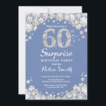 Convite Diamante de Prata Azul de 60 Anos Surpresa<br><div class="desc">Surpresa 60º Convite de Aniversário. Fundo Vermelho de Diamante Vermelho de Rhinestone Azul e Prateado. Convite para o Elegante Birthday Bash. Aniversário Adulto. Aniversário das mulheres. Homens Aniversário. Para mais personalização,  clique no botão "Personalizar" e use a ferramenta design para modificar este modelo.</div>
