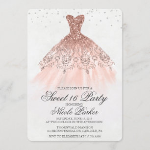 Convite Diamante de Vestido com Brilho para Sweet
