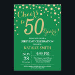 Convite Diamante do 50º aniversário verde e Dourado<br><div class="desc">50º Convite de Aniversário com Fundo de Diamante Verde e Dourado. Dourado Confetti. Aniversário Adulto. Homens ou Mulheres Aniversário.
Para mais personalização,  clique no botão "Personalizar" e use a ferramenta design para modificar este modelo.</div>