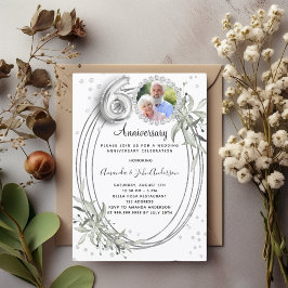 Convite Diamante fotográfico prateado do aniversário de 60