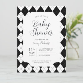 Convite Diamante Preto e Branco Argyle Gênero Neutro