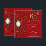 Convite Diamante Vermelho e Dourado 65 65º Aniversário<br><div class="desc">Convite Diamante Vermelho e Dourado 65 65º Aniversário</div>