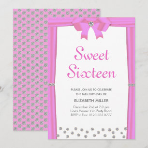 Convite Diamantes Brilhantes Modernos Sweet Sixteen