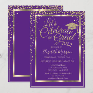 Convite Diamantes de Capelo de Formatura Violeta