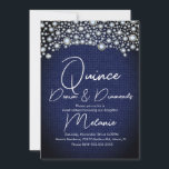 Convite Diamantes de Gem de Ouros de Quince Denim Espalhad<br><div class="desc">Convidações do Quince com o padrão Faux Gems e Denim</div>