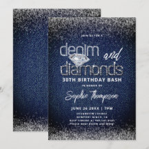 Diamantes de Jeans Azul Branco Elegante 30º Aniver