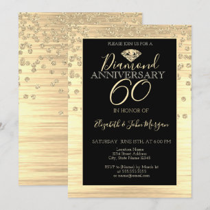 Convite Diamantes de Ouro Chic Aniversário de Casamento