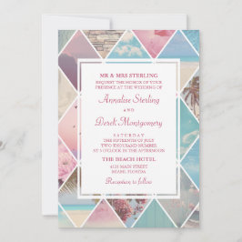 Convite Diamantes de Verão| Casamento de Praia Rosa e Azul
