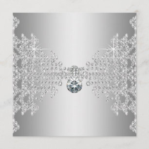 Convite Diamantes Elegantes e Casamento prateado
