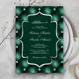 Convite Diamantes Emaranhados Verde Esmeralda Casamento Mu