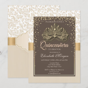 Convite Diamantes Floral Damasco Quinceañera
