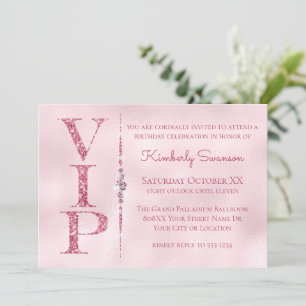 Convite Diamantes Glamourosos Festa VIP Brilho Rosa