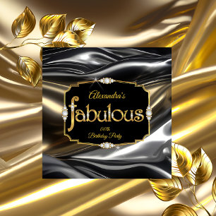 Convite Diamantes Ouro Preto Prata de Aniversário Fabuloso