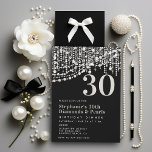 Convite Diamantes Pérolas Pretas aniversário de 30 anos<br><div class="desc">Um modelo de convite de festas moderno, elegante, formal e clássico para as mulheres que apresentam um fundo negro, cordas de pérolas e diamantes (estes são efeitos digitais) e tipografia moderna em branco pérola. Um design de moto de diamantes e pérolas para uma mulher fazendo trinta anos, no seu trigésimo...</div>