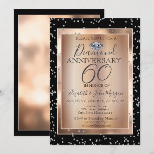 Convite Diamantes Prateados, Aniversário de Casamento em O