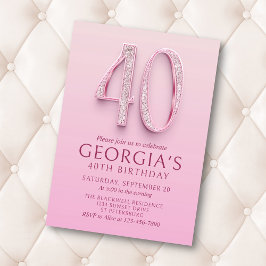 Convite Diamantes Rosa aniversário de 40 anos