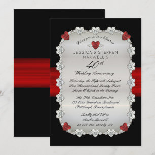 Convite Diamantes Rubis Vermelho 40º Aniversário de Casame