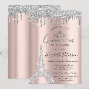 Convite Diamantes Torre Eiffel, Pingentes Prata Quinceañer