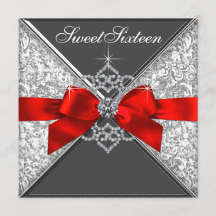 Convite Diamantes Vermelhos e Pretos Festa de Aniversário 