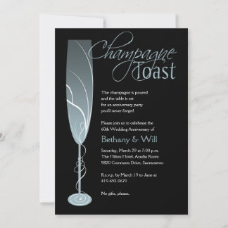 Convite Diamond Champagne Toast Invent Blue