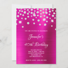 Convite Diamond Confetti Bright Pink Satin Foil Ombre