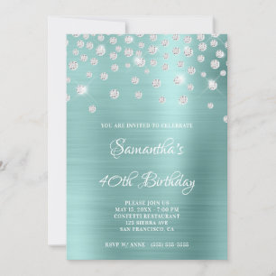 Convite Diamond Confetti Pale Turquesa Satin Foil Ombre