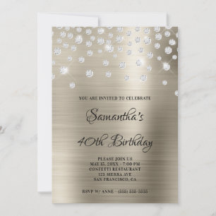 Convite Diamond Confetti Platinum Satin Foil Ombre