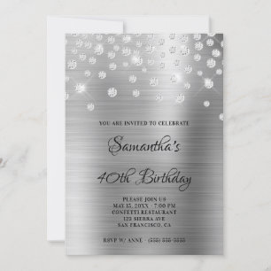 Convite Diamond Confetti Silver Satin Foil Ombre