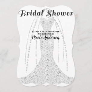 Convite Diamond Dress Branco QUALQUER Chá de panela de Glâ