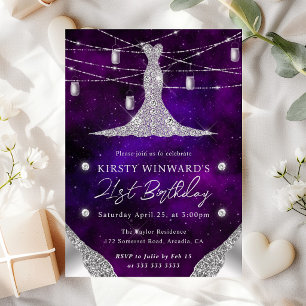 Convite Diamond Dress e Mason Jars Glam aniversário de 21 