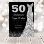 Convite Diamond Dress Womans 50th Festa de aniversário Bla<br><div class="desc">Diamond Dress Womans 50ª Festa de aniversário Black Invitation Variations para o convite e itens correspondentes em nossa loja</div>