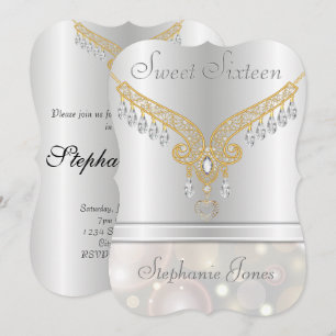 Convite Diamond e Champagne Bokeh Doce Dezesseis
