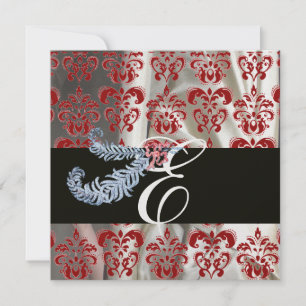 CONVITE DIAMOND FEATHER RED WHITE ICE SILK MONOGRAM
