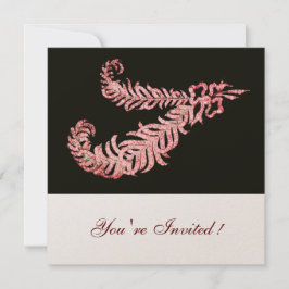 Convite DIAMOND FEATHERS, Champagne cor-de-rosa Metálico