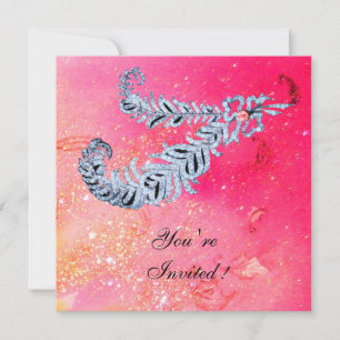 Convite DIAMOND FEATHERS, faíscas cor-de-rosa