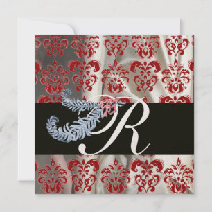 CONVITE DIAMOND FEATHTHERS RED DOURADO SILK MONOGRAM