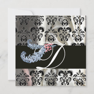 CONVITE DIAMOND FEATHTHERS WHITE BLACK SILK MONOGRAM