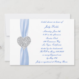 Convite Diamond Heart Blue Wedding Chá de panela Conite
