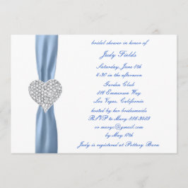 Convite Diamond Heart Blue Wedding Chá de panela Conite