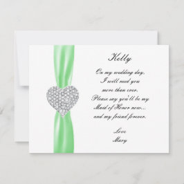 Convite Diamond Heart Green Madrinha de casamento Card