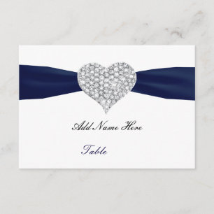 Convite Diamond Heart Marinho Blue Mesa Place Card
