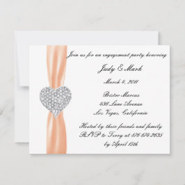 Convite Diamond Heart Orange Festa de noivado Invitation