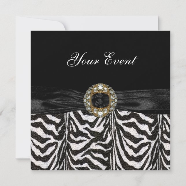 Convite Diamond Jewel Black Zebra (Frente)