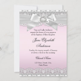 Convite Diamond Lace Arco Pink Baptism Invite