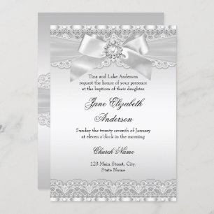 Convite Diamond Lace & Arco Silver Baptism Convide