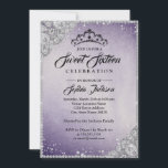 Convite Diamond Lace Sparkle Purple Silver Swedezesseis<br><div class="desc">Mais elegantes 16 convites na Loja Little Bayleigh</div>