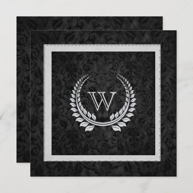 Convite Diamond Laurel Leaf com Monograma (Frente/Verso)