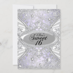 Convite Diamond Snowflake Purple Winter Wonderland Sweet16