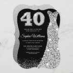 Convite Diamond Sparkle aniversário de 40 anos do partido<br><div class="desc">Diamond Sparkle Dress aniversário de 40 anos do Partido Negra Variações de Convite para o convite e itens correspondentes na nossa loja</div>