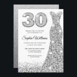 Convite Diamond Sparkle Glitter aniversário de 30 anos<br><div class="desc">Diamond Silver Sparkle Glitter aniversário de 30 anos Variações do Convite de festas do  de Vestido para o convite e itens correspondentes em nossa loja</div>